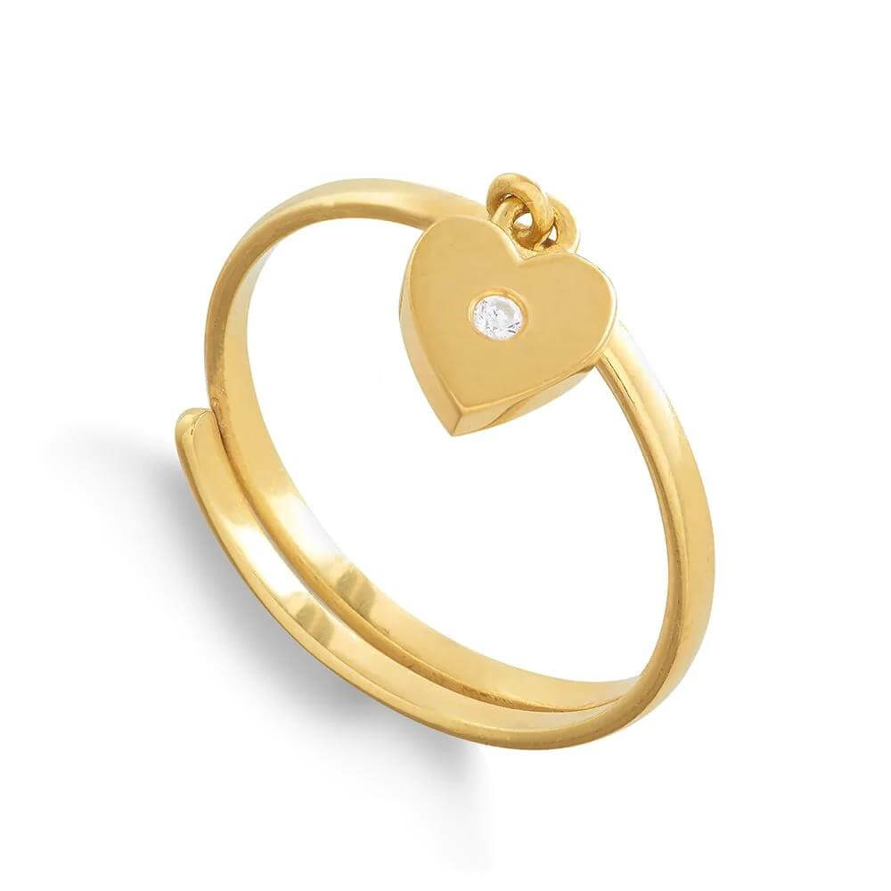 SVP Supersonic Small Gold Heart Charm Adjustable Ring